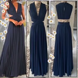 Lulus Navy Blue Cutout Vivid Imagination Maxi Dress Size XL